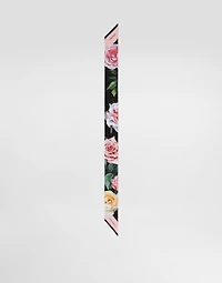 Twill headscarf with peony and rose print (6x100)