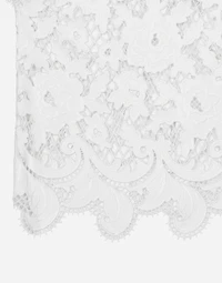 Floaty short cotton dress with floral openwork embroidery