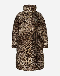 Long leopard-print nylon jacket