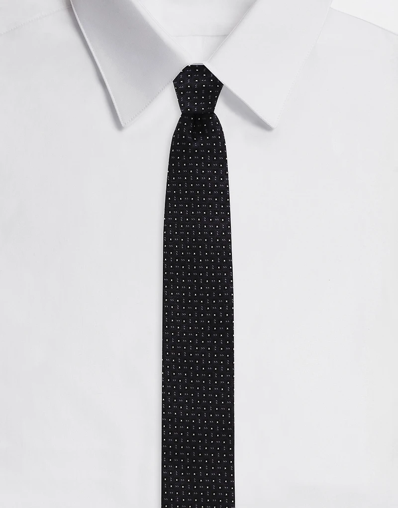 Silk jacquard tie with DG logo