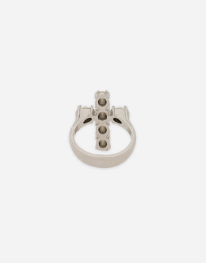 Ring with rhinestone-detailed cross