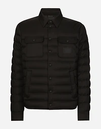 Padded satin jacket with shirt collar