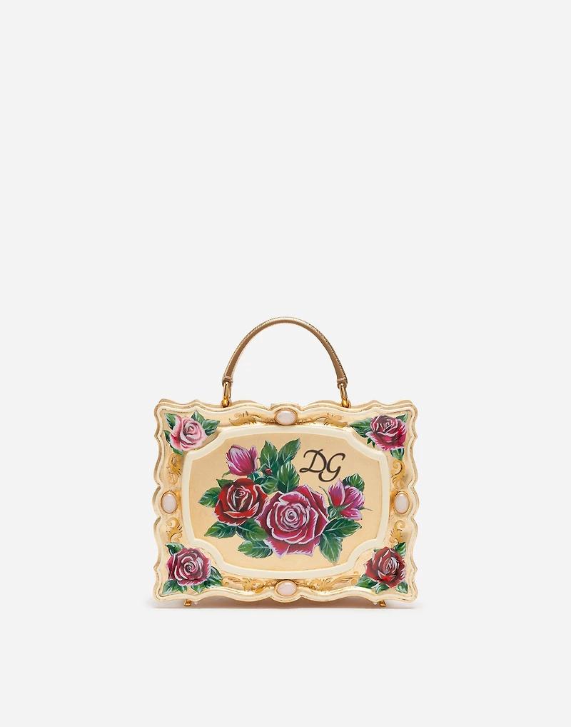 Dolce Box bag in golden hand-painted wood