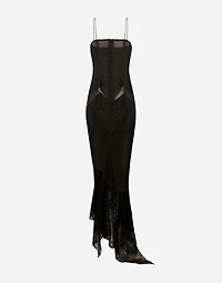 Strapless lace patchwork dress