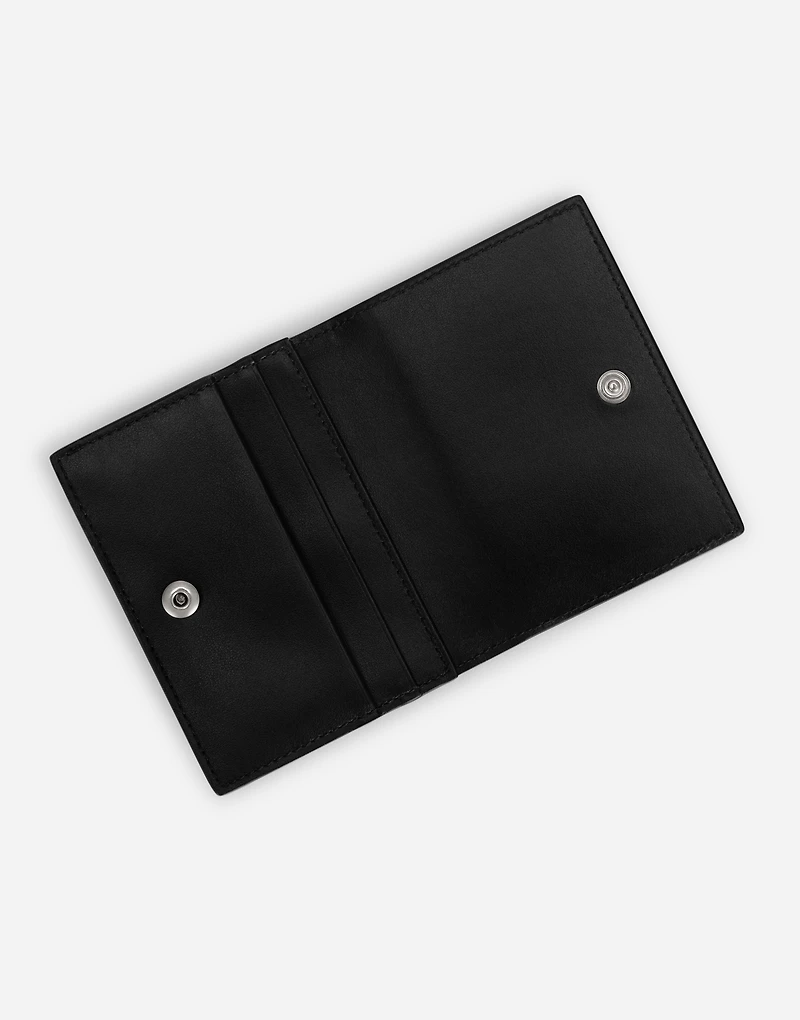 Calfskin card holder with raised logo