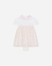 DG logo-print tulle and jersey dress