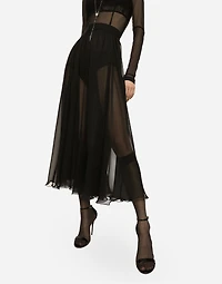 High-waisted chiffon circle skirt