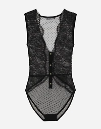 Lace bodysuit with plunging neckline