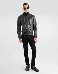 Washed black slim-fit stretch jeans