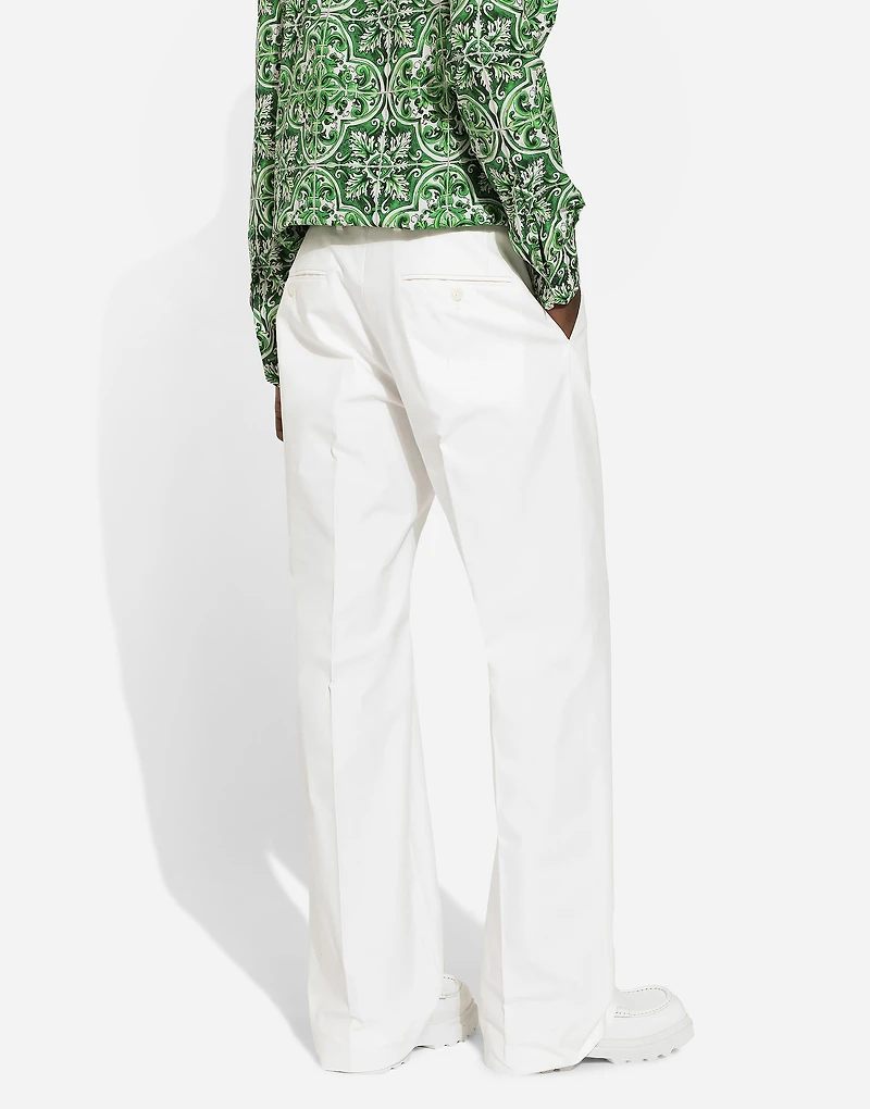 Straight-leg cotton gabardine pants