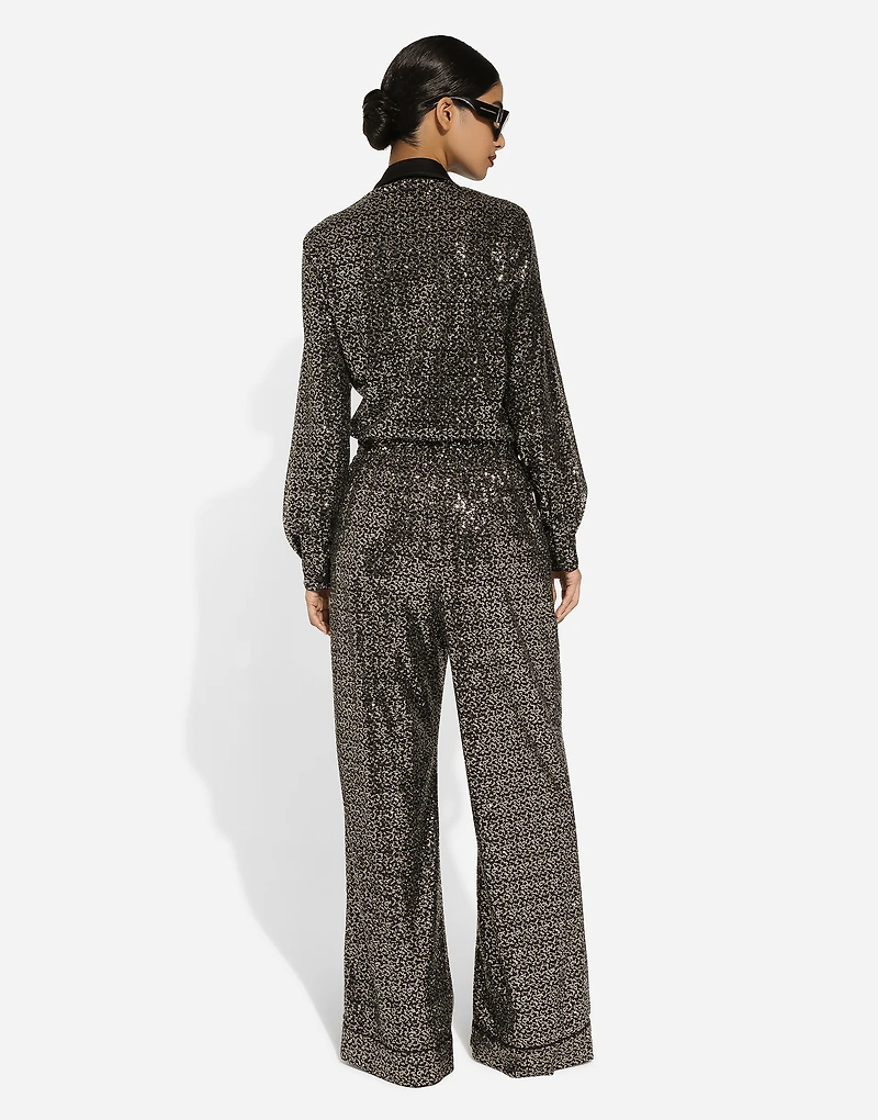 Sequined pajama pants