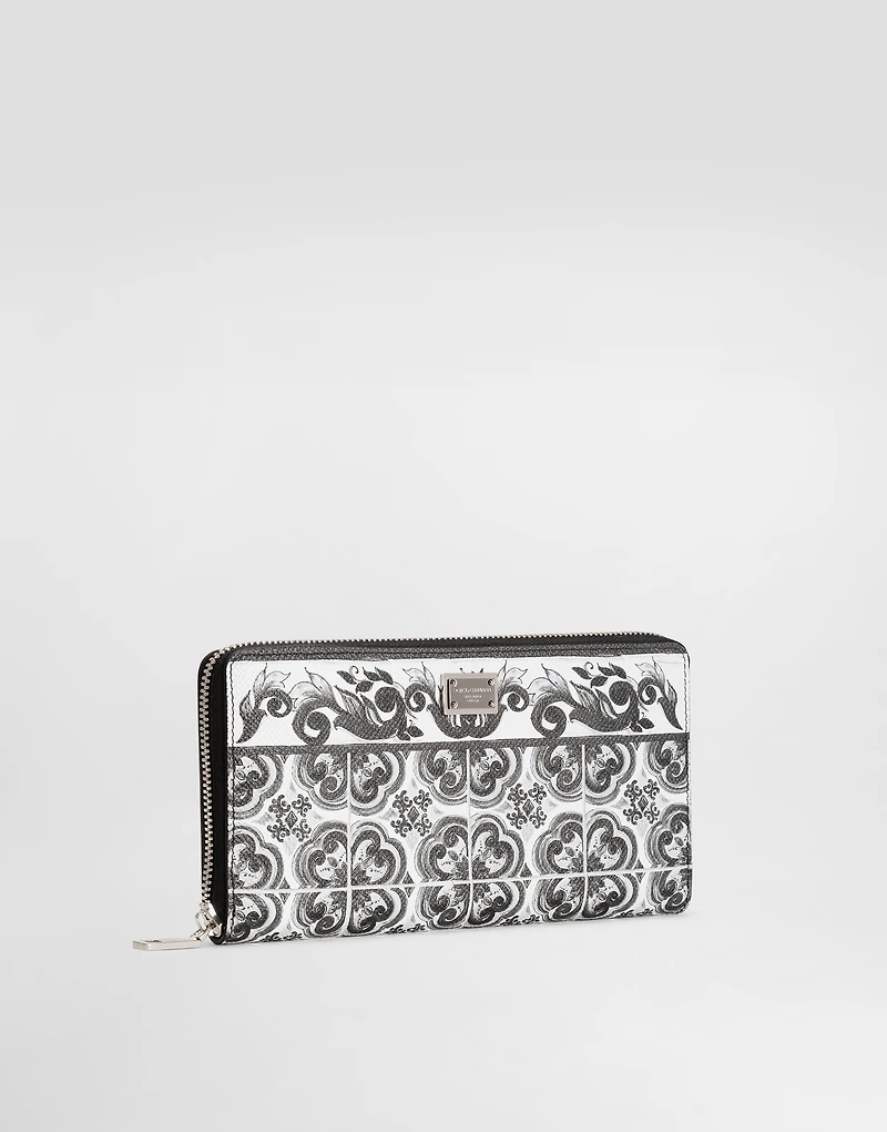 Majolica-print calfskin wallet