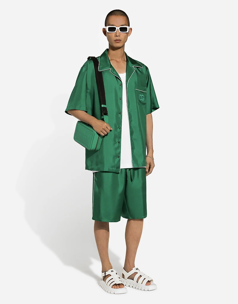 Silk twill shirt with DG embroidery