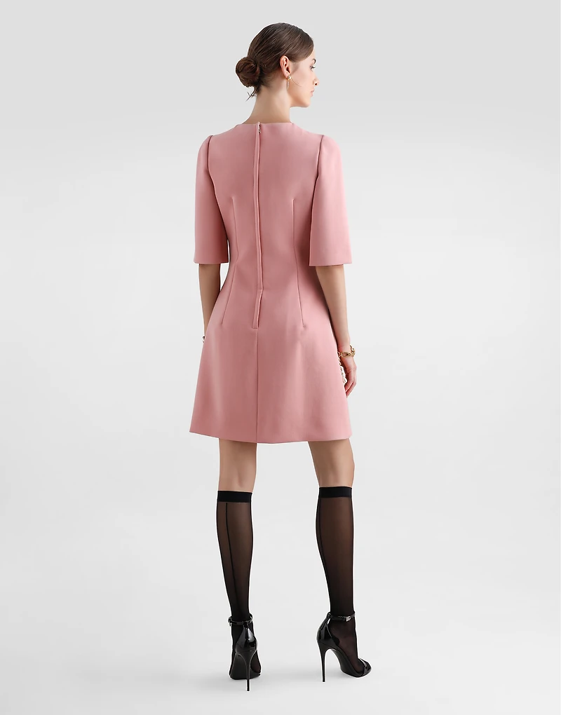Wool crepe midi fit-and-flare dress