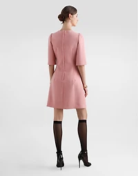 Wool crepe midi fit-and-flare dress