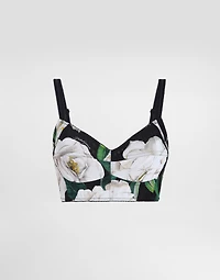 Stretch bralette top with gardenia print