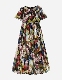 Chiffon dress with nocturnal flower print