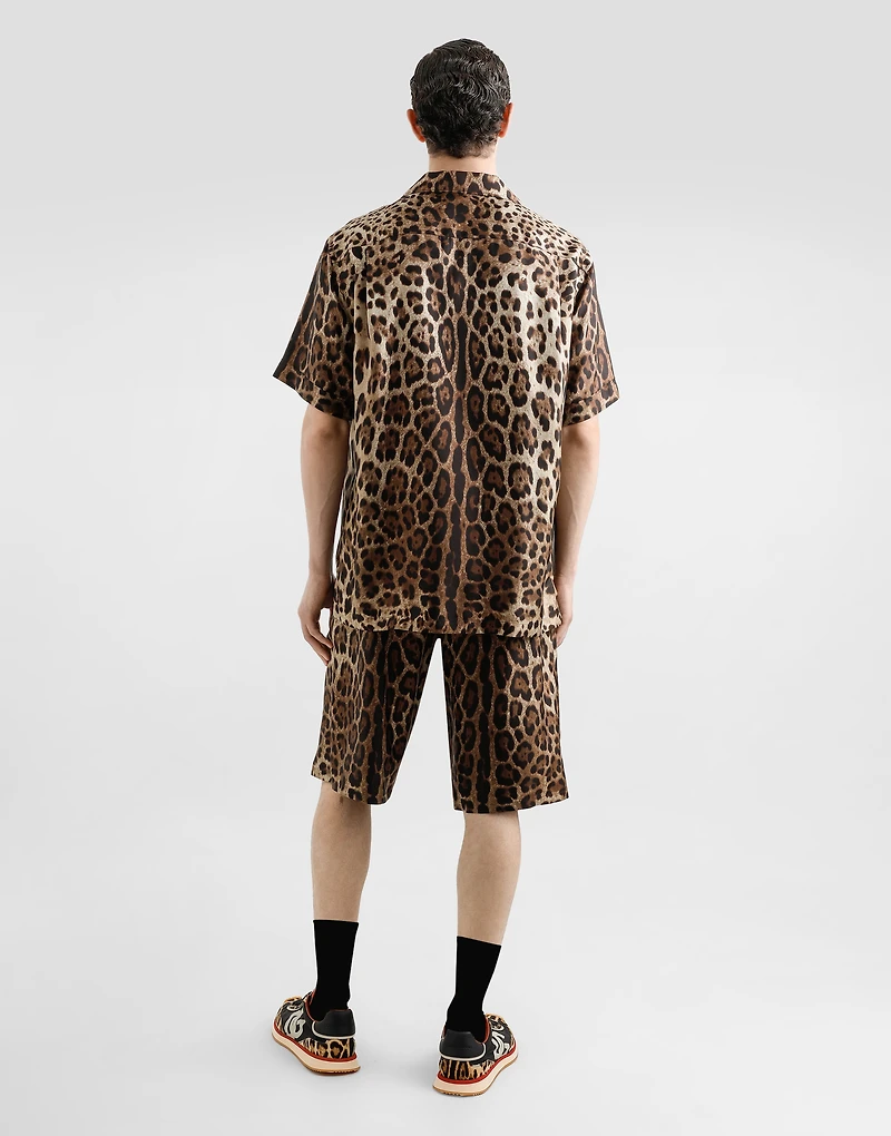 Silk shirt with leopard print