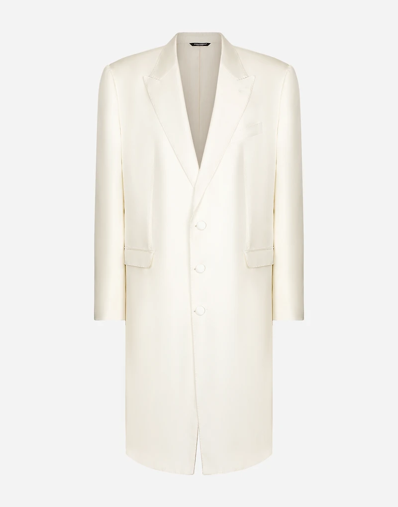 Single-breasted silk twill coat