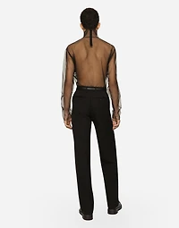 Straight-leg wool pants