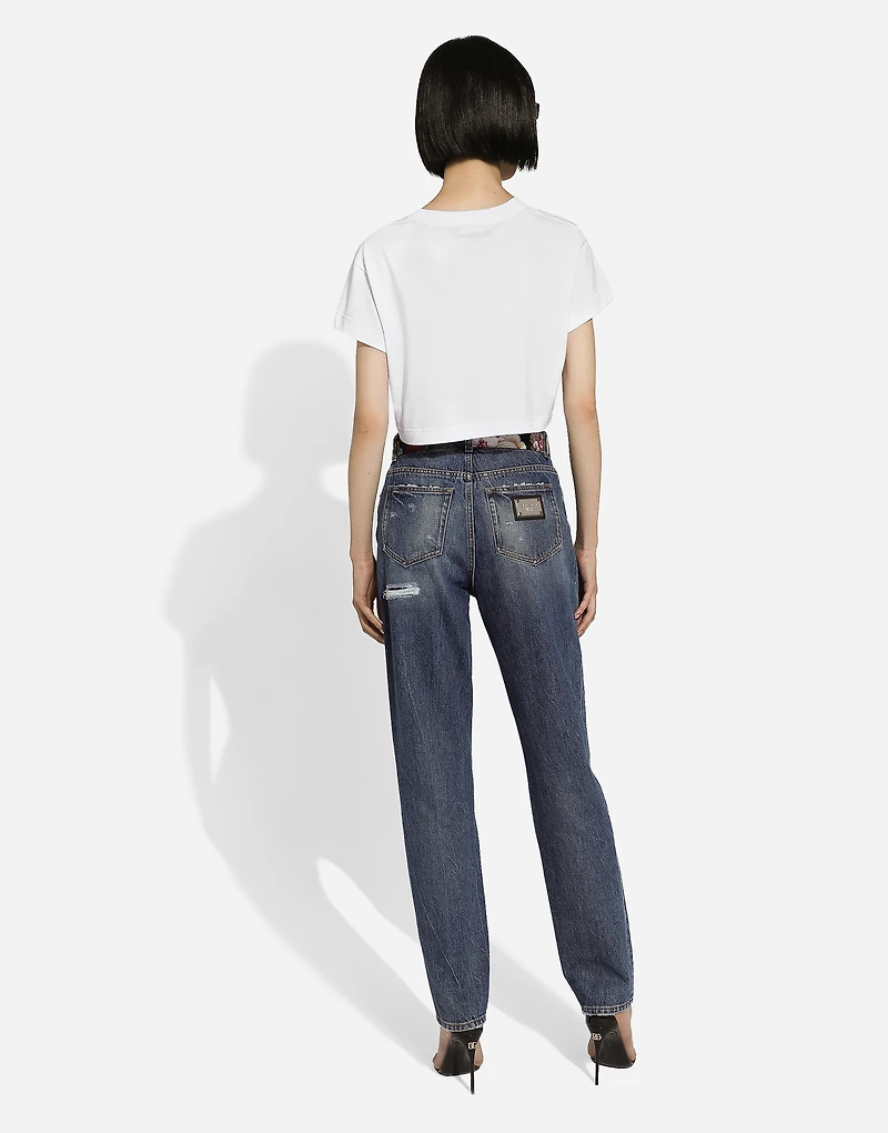 Denim jeans with rips