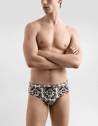 Majolica-print swim briefs