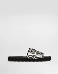 Majolica-print canvas espadrille sandal