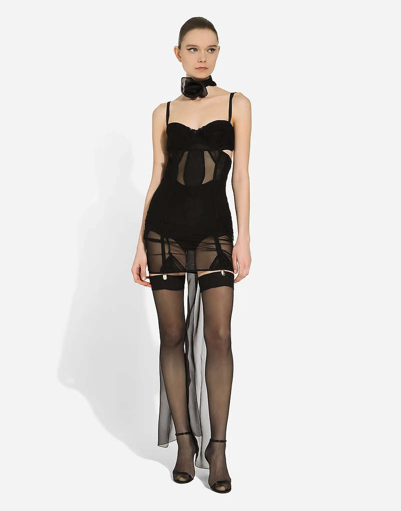 Tulle minidress with corset details