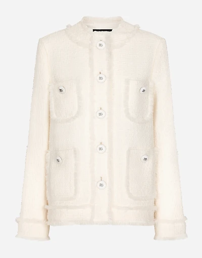 Single-breasted raschel tweed jacket