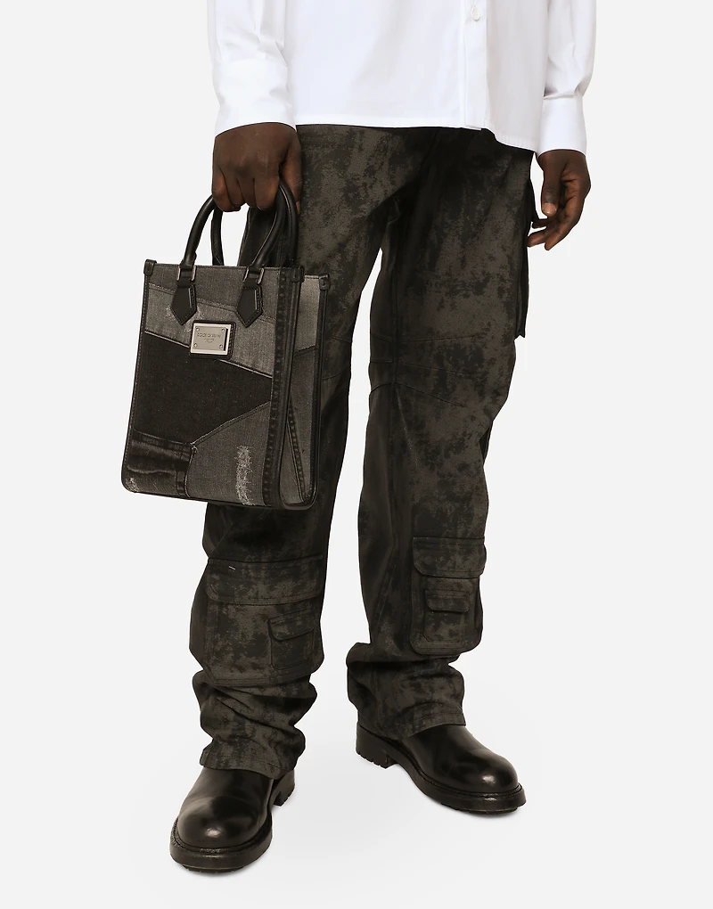 Small patchwork denim shopper