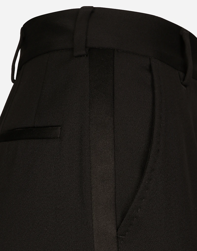 High-waisted wool gabardine cigarette pants