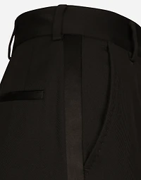 High-waisted wool gabardine cigarette pants