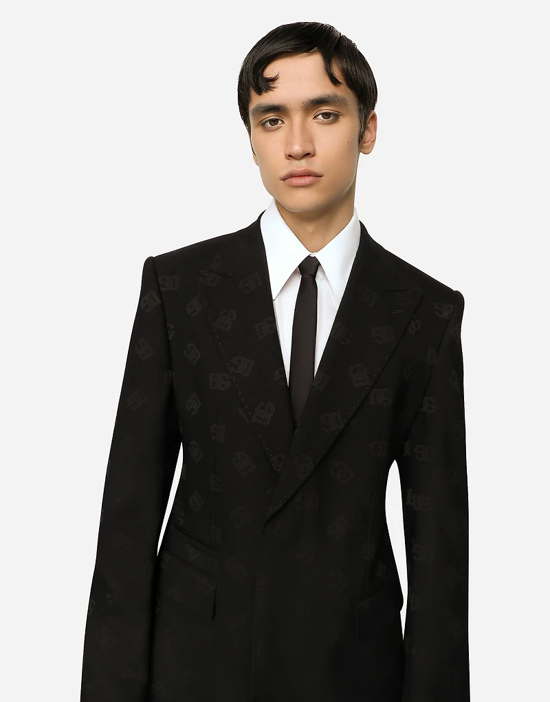 Single-breasted wool Sicilia-fit jacket with jacquard DG detailing