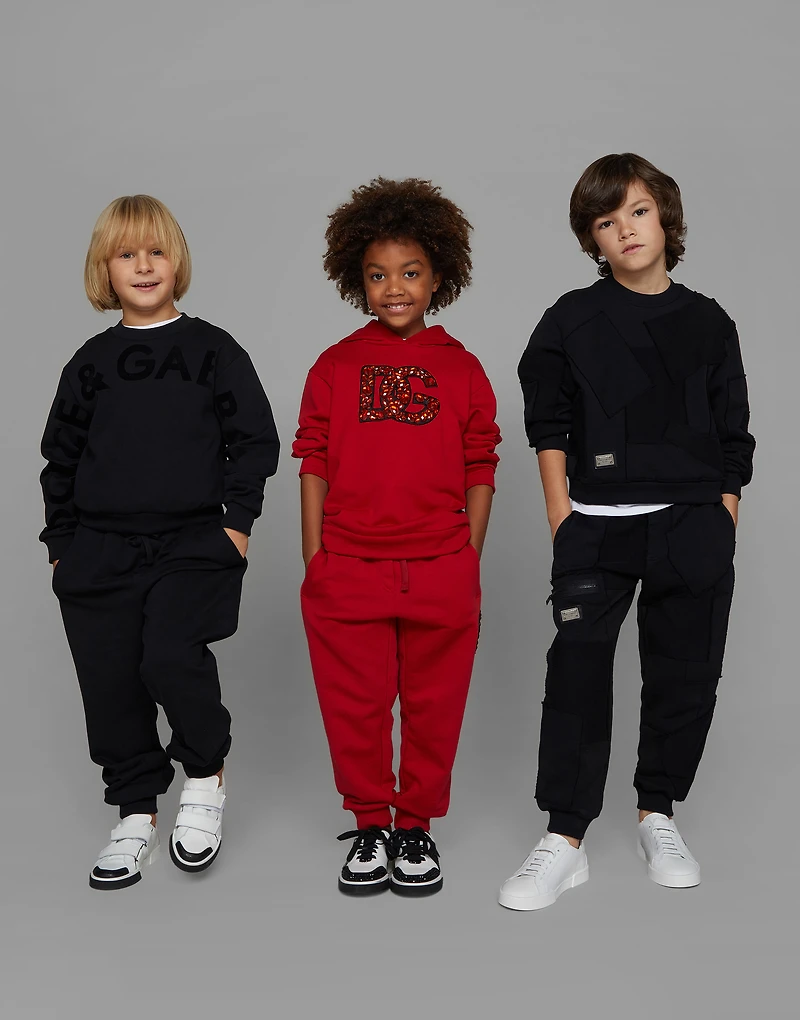 Round-neck jersey sweatshirt with flocked print