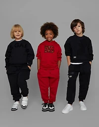 Round-neck jersey sweatshirt with flocked print