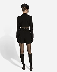 Wool gabardine tuxedo shorts