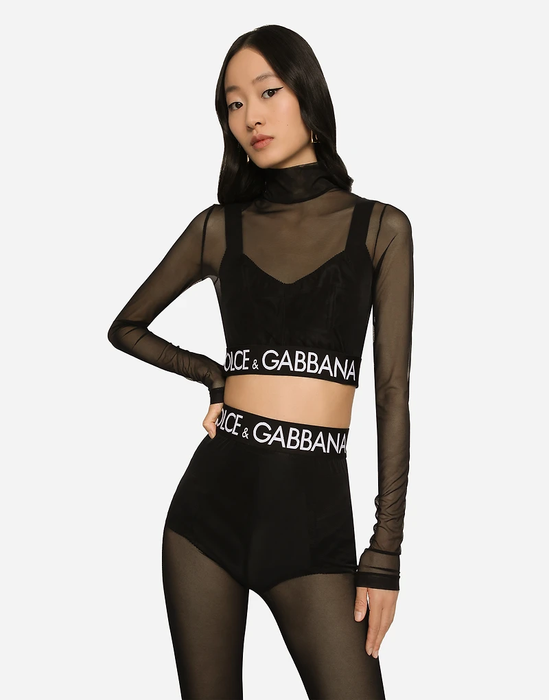 Tulle turtle-neck top