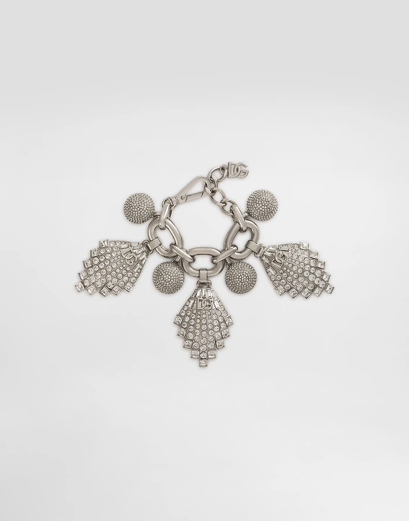 Maxi-bracelet with chain, rhinestone accents and DG logo
