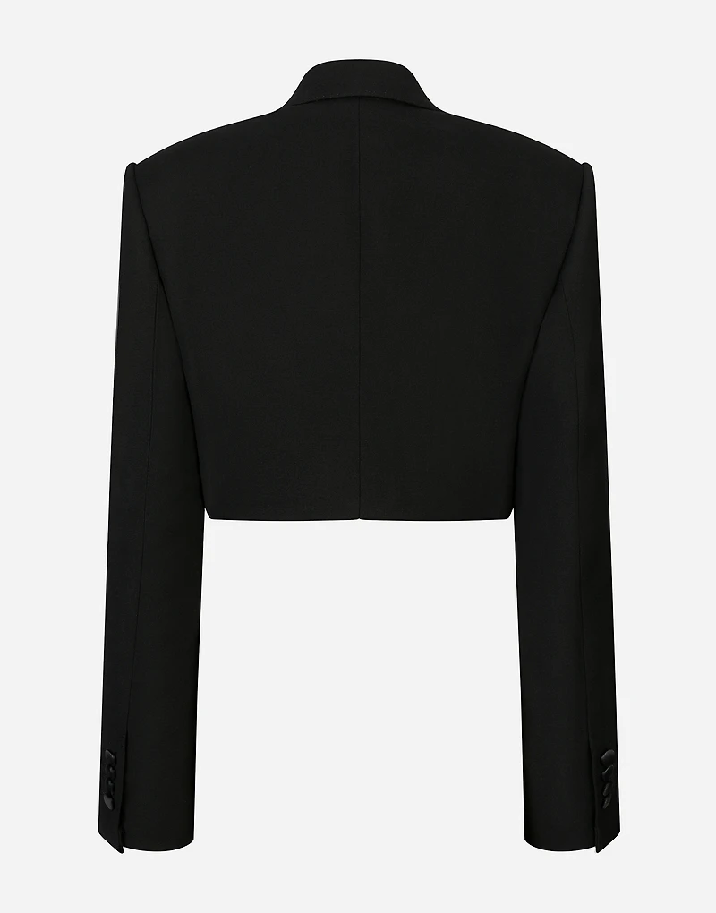Short double wool tuxedo jacket