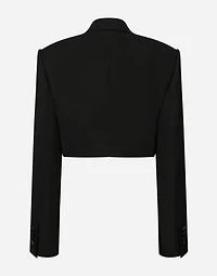 Short double wool tuxedo jacket