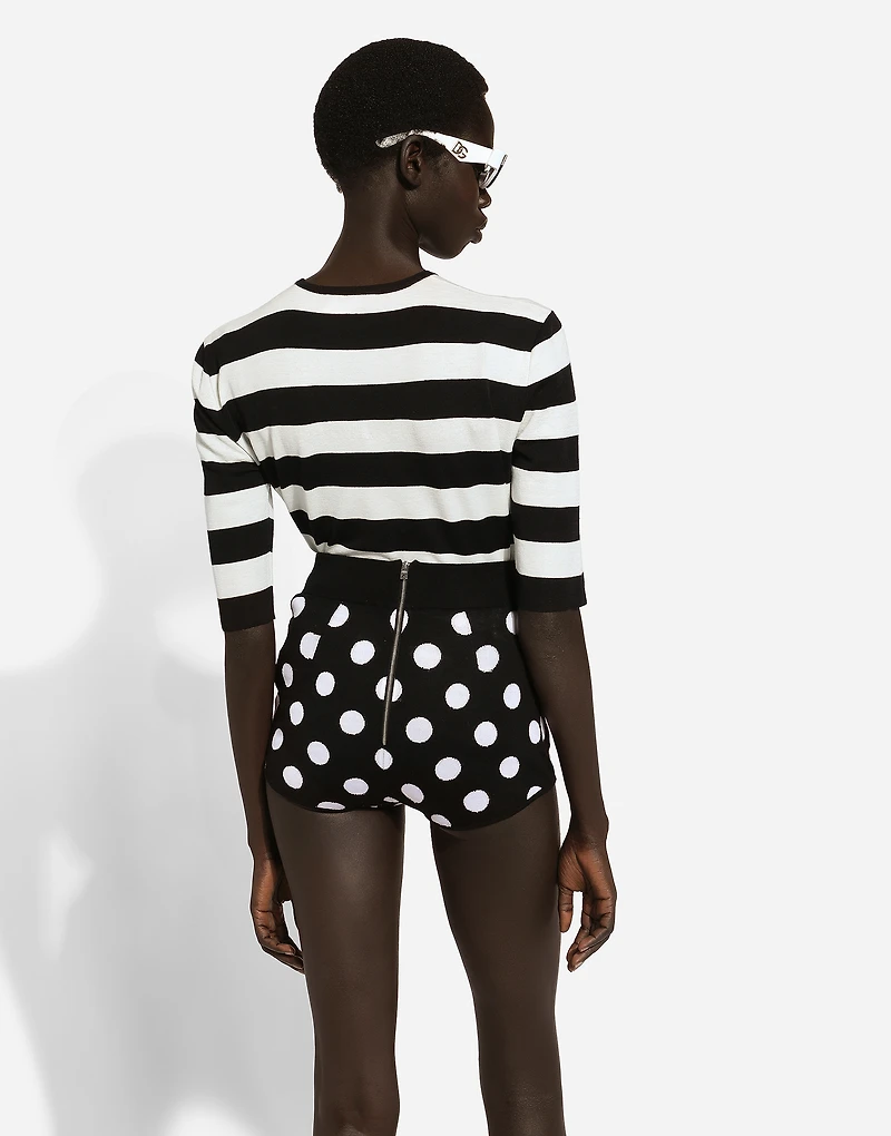 Wool and silk high-waisted panties with polka-dot inlay