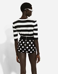 Wool and silk high-waisted panties with polka-dot inlay