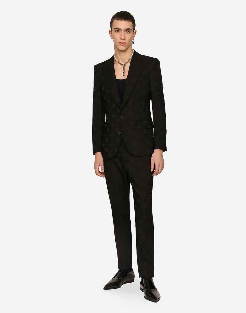 Single-breasted jacquard Sicilia-fit jacket with DG Monogram design