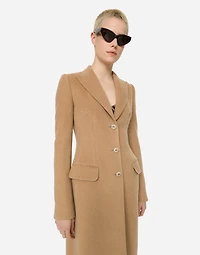 Single-breasted camel wool coat