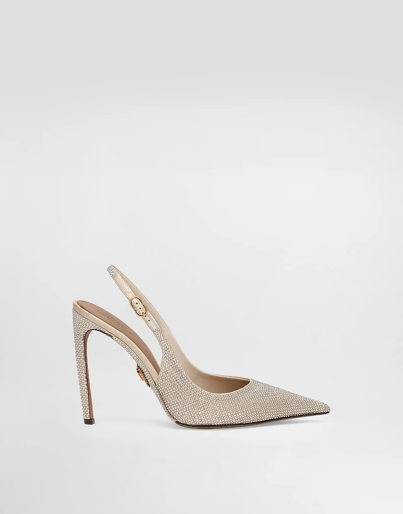 Devotion satin slingback with rhinestones