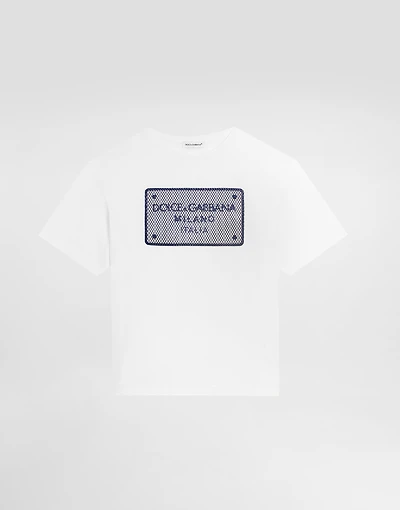 Jersey T-shirt with branded tag patch