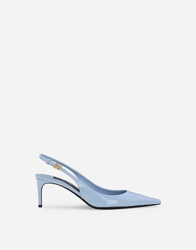 Polished calfskin slingbacks