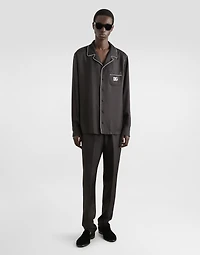 Silk jogging pants with DG embroidered patch