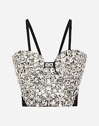 Corset top with rhinestone embellishment