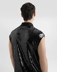 Sleeveless polo with sequins